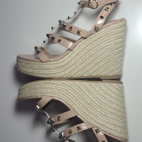 Steven New York Scoutt Neutral Wedge Espadrille Studded Sandale used G/Con.Si 8M - Picture 4 of 7